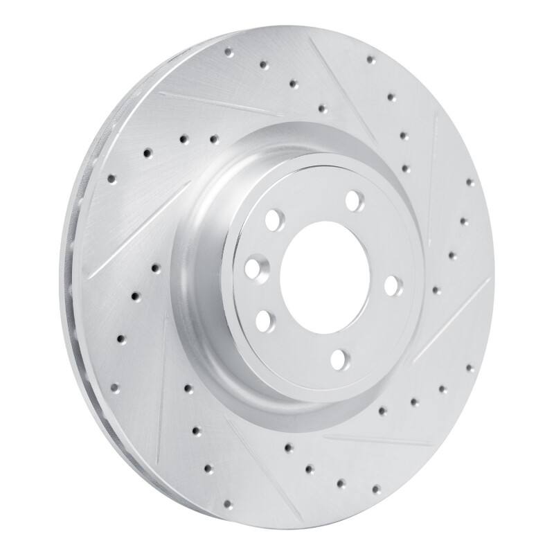 Land Rover Discovery Brake Rotor (1) - Front Right - R1 Concepts - Drilled & Slotted - Silver - `18-`24